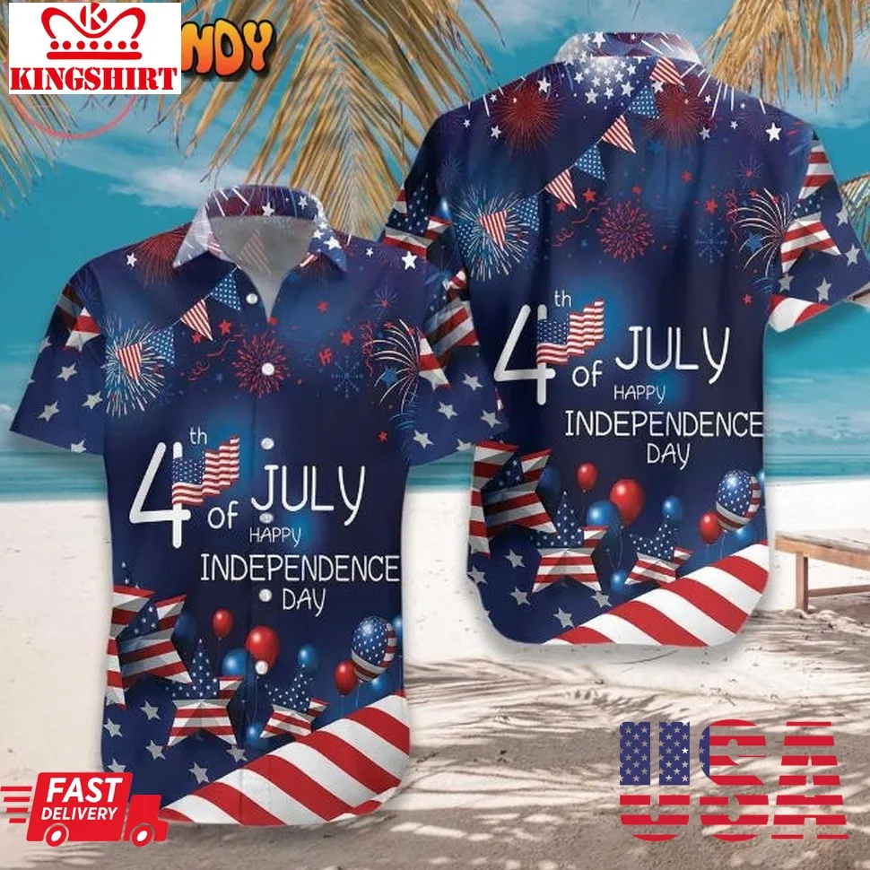 4Th July Us Independence Day Flag Hawaiian Shirt Size up S to 4XL