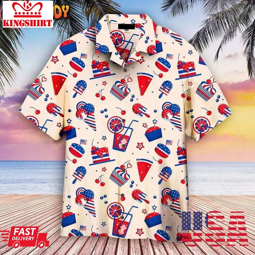 4Th Of July Ice Cream And Cakes Hawaiian Shirt Size up S to 4XL