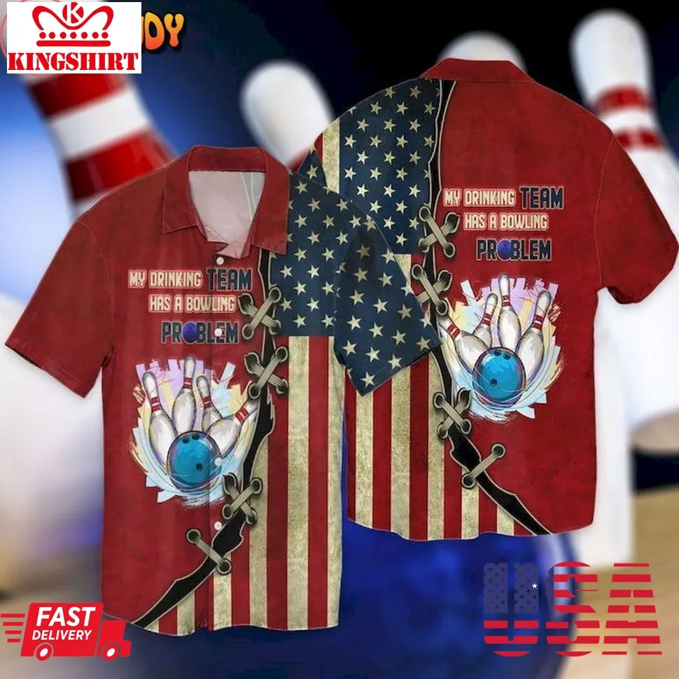 4Th Of July Independence Day Bowling My Drinking Hawaiian Shirt Size up S to 4XL