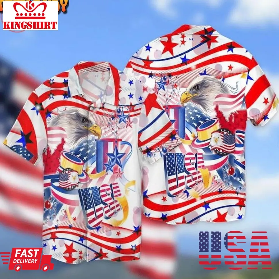 4Th Of July Independence Day Eagle American Flag Usa Hawaiian Shirt Size up S to 4XL