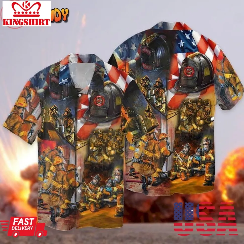 4Th Of July Independence Day Memorial Day Firefighter Hawaiian Shirt Size up S to 4XL