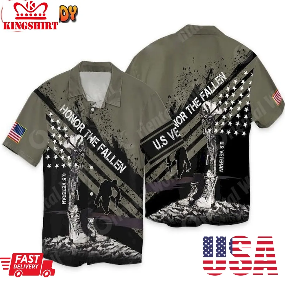 4Th Of July Memorial Day Veteran Honor The Fallen Hawaiian Shirt Plus Size