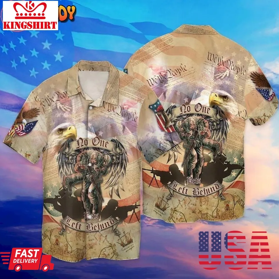 4Th Of July Memorial Day Veteran No One Left Behind Hawaiian Shirt Size up S to 4XL