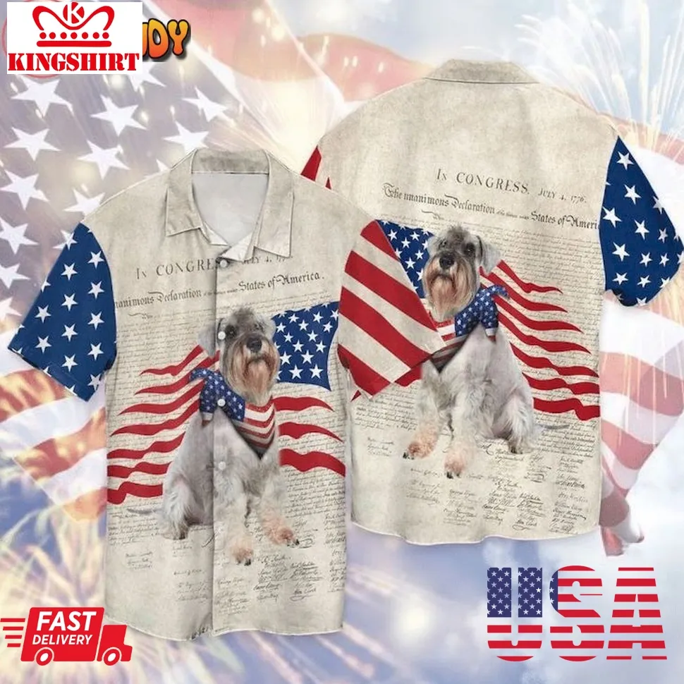 4Th Of July Schnauzer Patriotic American Flag Hawaiian Shirt Plus Size