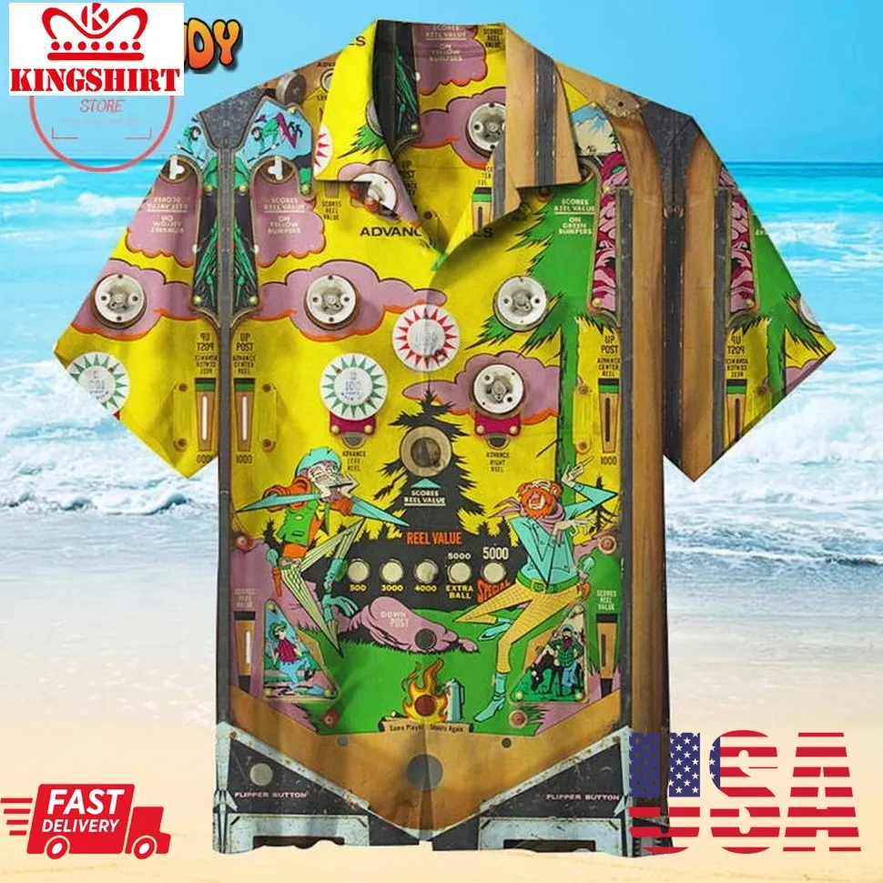 70S Pinball Universal Hawaiian Shirt Size up S to 4XL