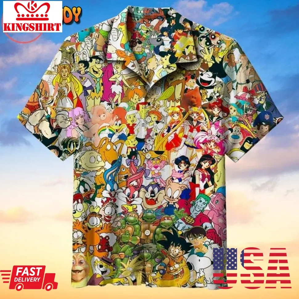 90S Cartoon Character Hawaiian Shirt Plus Size