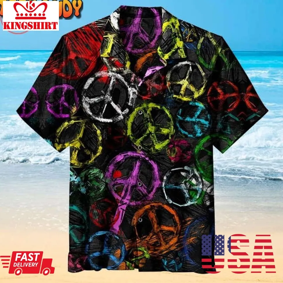 Abstract Peace Signs Hawaiian Shirt Size up S to 4XL