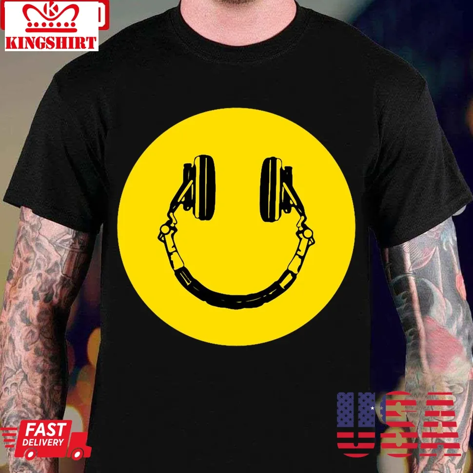 Acid House Headphones Smiley Dj Unisex Sweatshirt Size up S to 4XL