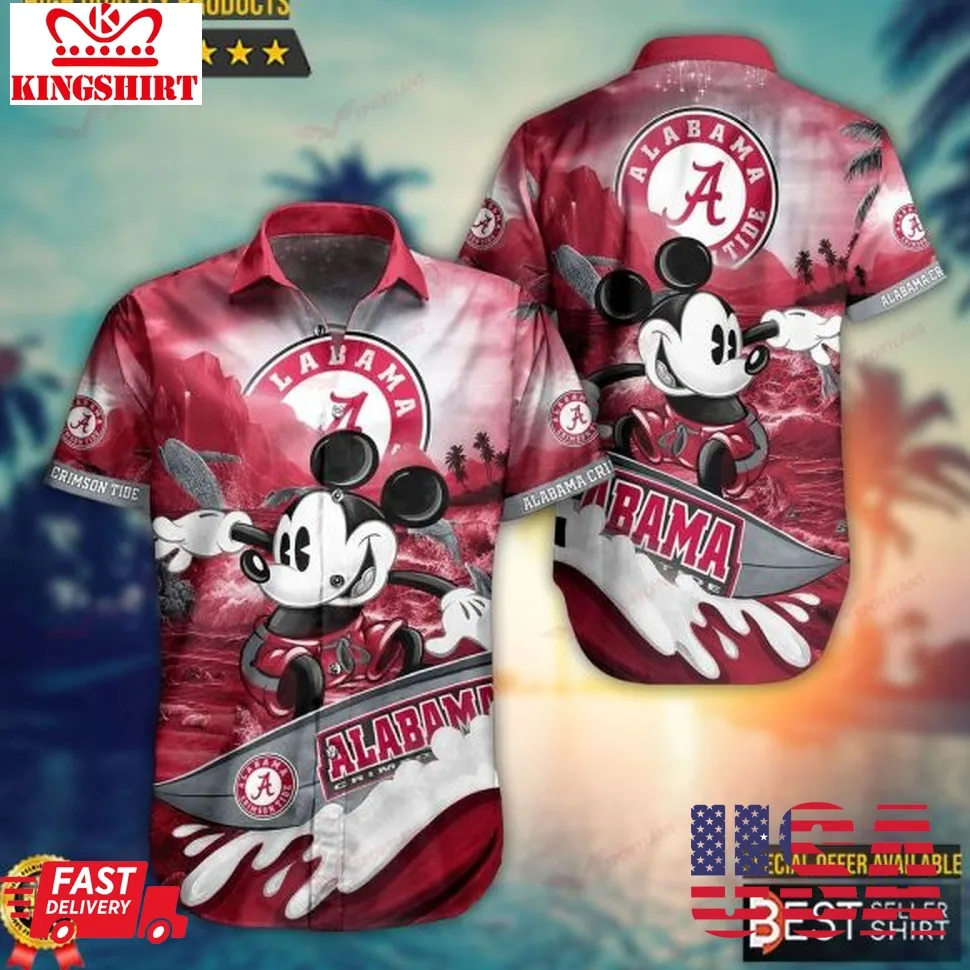 Alabama Crimson Tide Mickey Ncaa Hawaiian Shirt Unisex