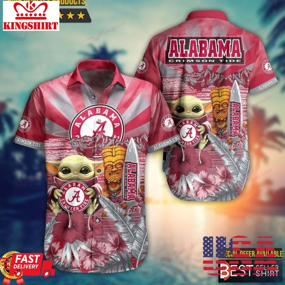 Alabama Crimson Tide Ncaa Baby Yoda Hawaiian Shirt Size up S to 5XL