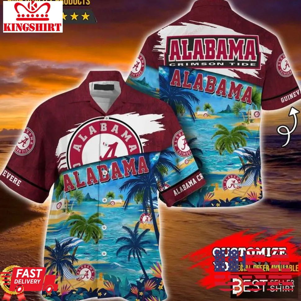 Alabama Crimson Tide Ncaa Hawaiian Shirt Personalized Outfit Men Youth Gifts For Dad Unisex