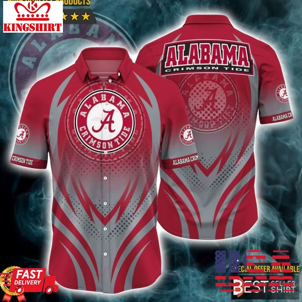 Alabama Crimson Tide Ncaa Logo Hawaiian Shirt Outfit Men Youth Gifts For Dad Size up S to 5XL