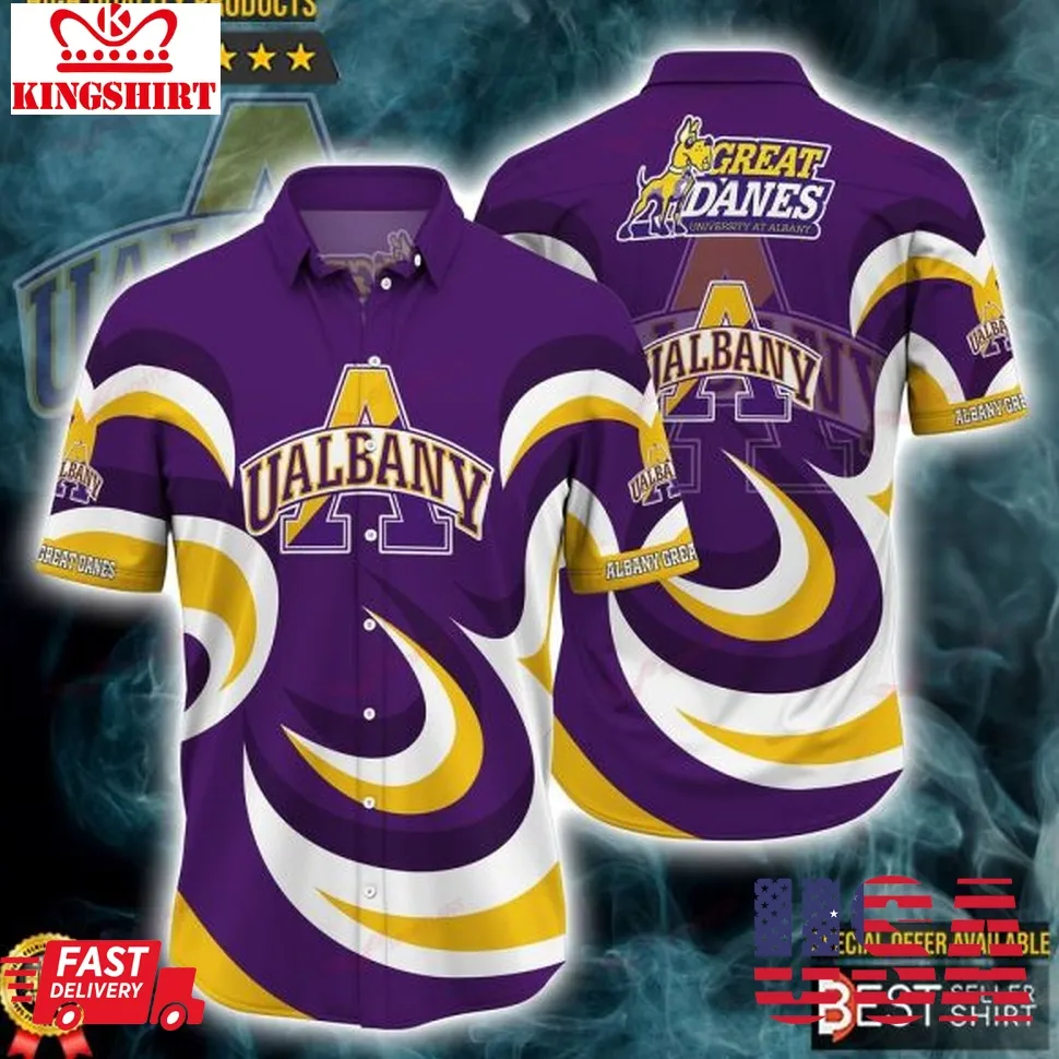 Albany Great Danes Ncaa Hawaiian Shirt Outfit Men Gifts For Dad Size up S to 5XL