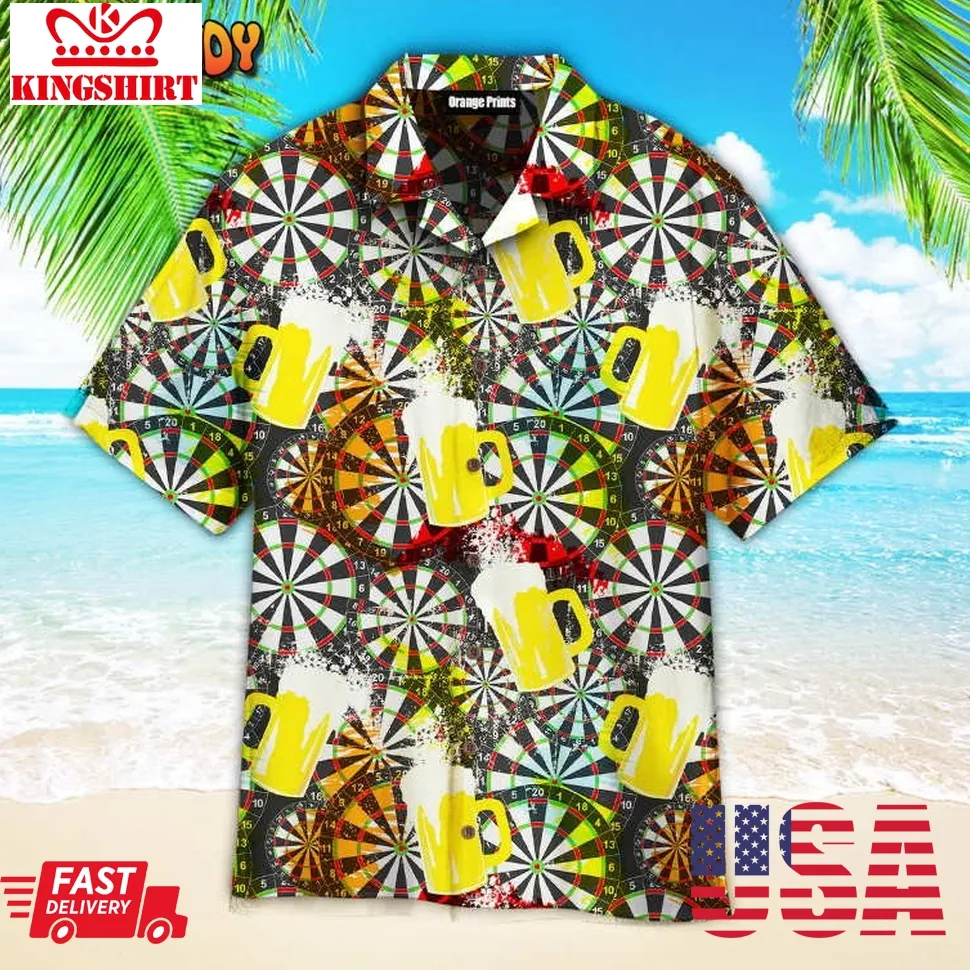 All I Want To Do Is Darts And Beer Aloha Hawaiian Shirt Size up S to 5XL