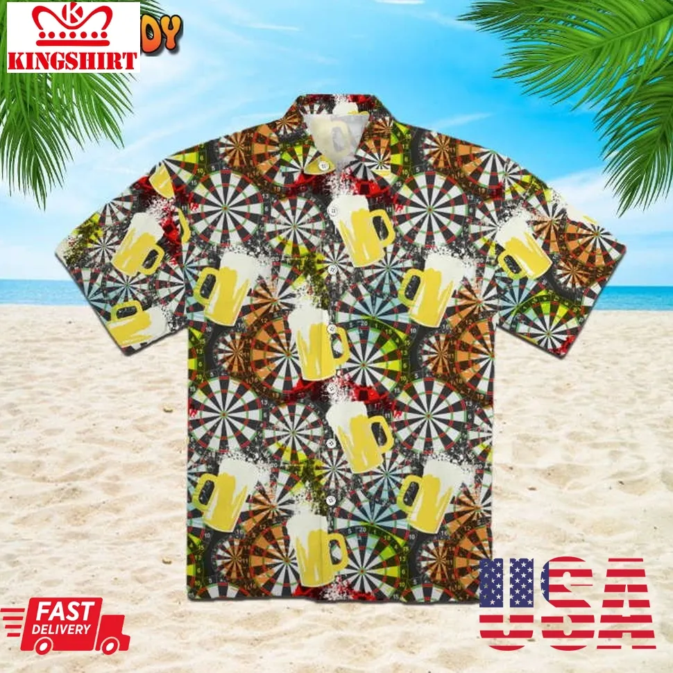 All I Want To Do Is Darts And Beer Hawaiian Shirt Size up S to 5XL