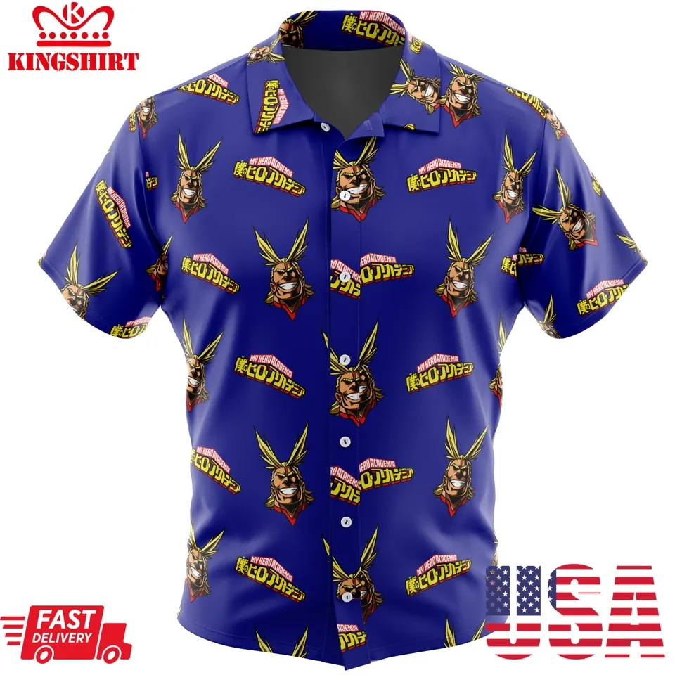 All Might My Hero Academia Button Up Hawaiian Shirt Size up S to 5XL