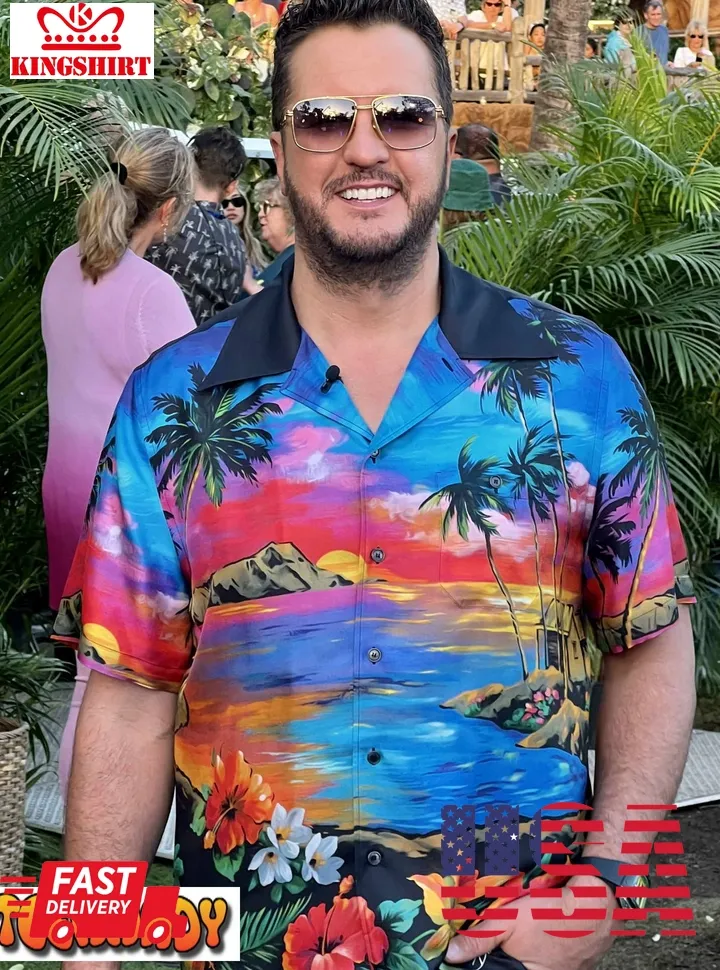 Aloha Sunset Hawaiian Shirt Luke Bryan Wear Aloha Sunset Hawaiian Shirt In American Idol Unisex