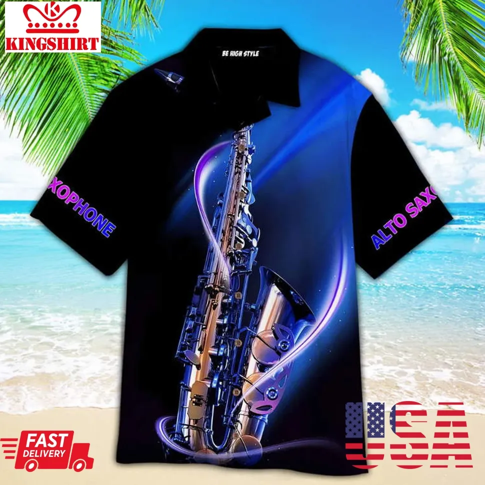 Alto Saxophone Aloha Hawaiian Shirt Size up S to 5XL