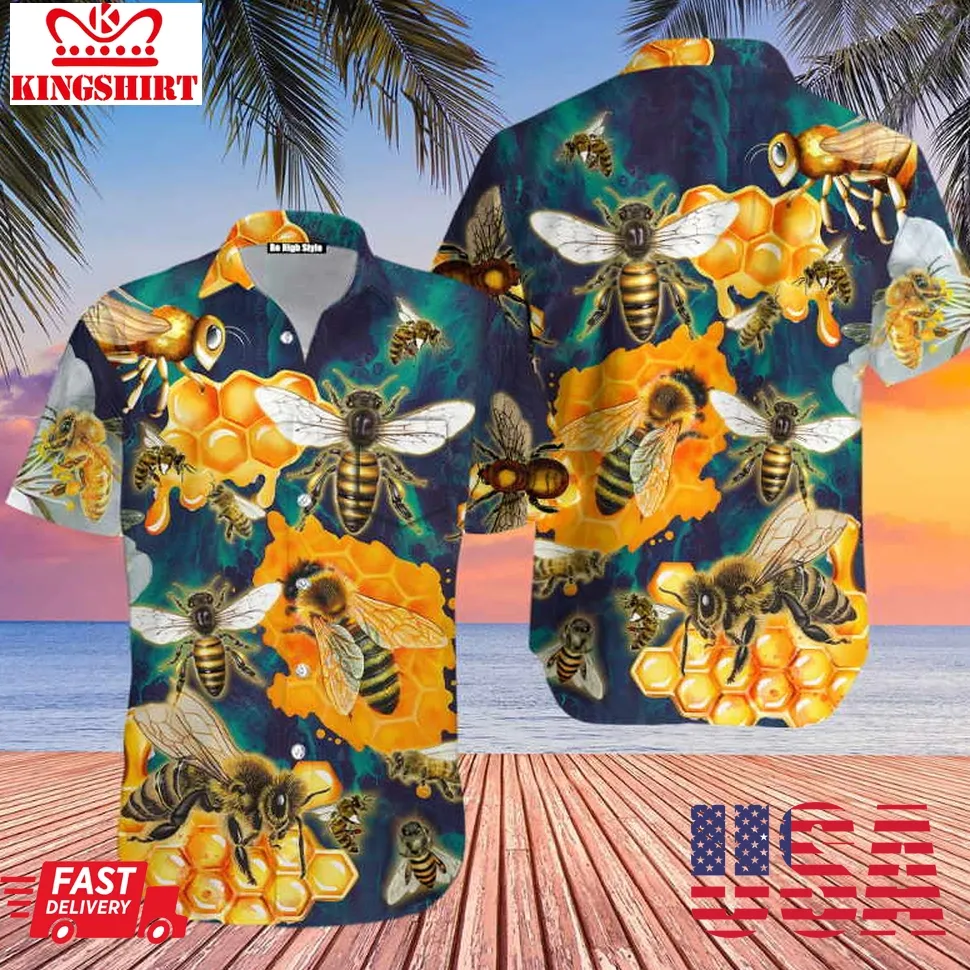 Amazing Bee Colorful Hawaiian Shirt Unisex