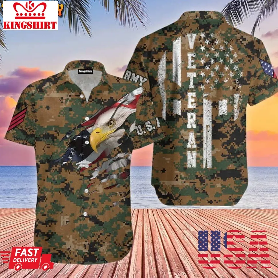 Amazing Camo Us Marine Corps Veteran Hawaiian Shirt Size up S to 5XL