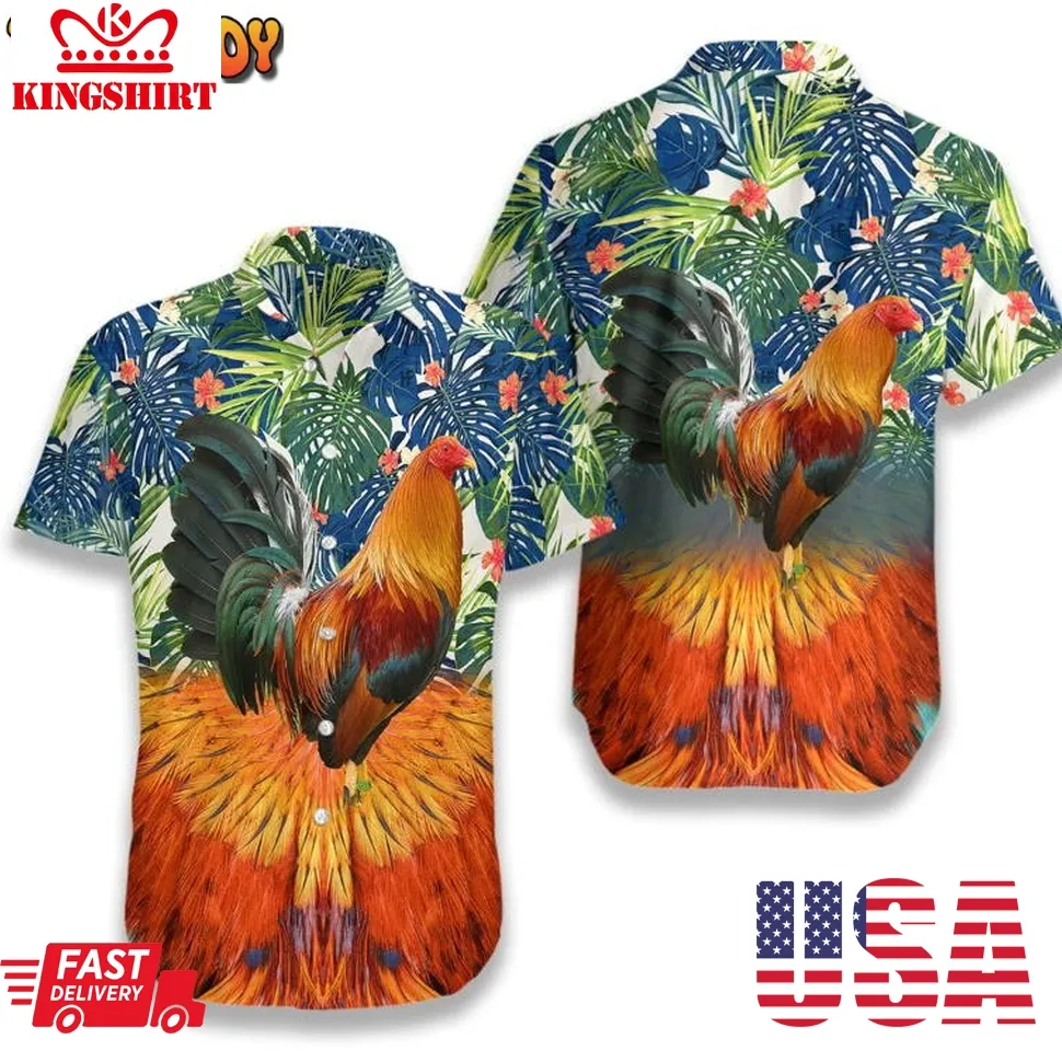 Amazing Colorful Rooster Cool Design Aloha Hawaiian Shirt Unisex