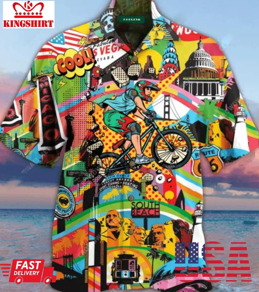 Amazing Cycling Colorful Hawaiian Shirt Unisex