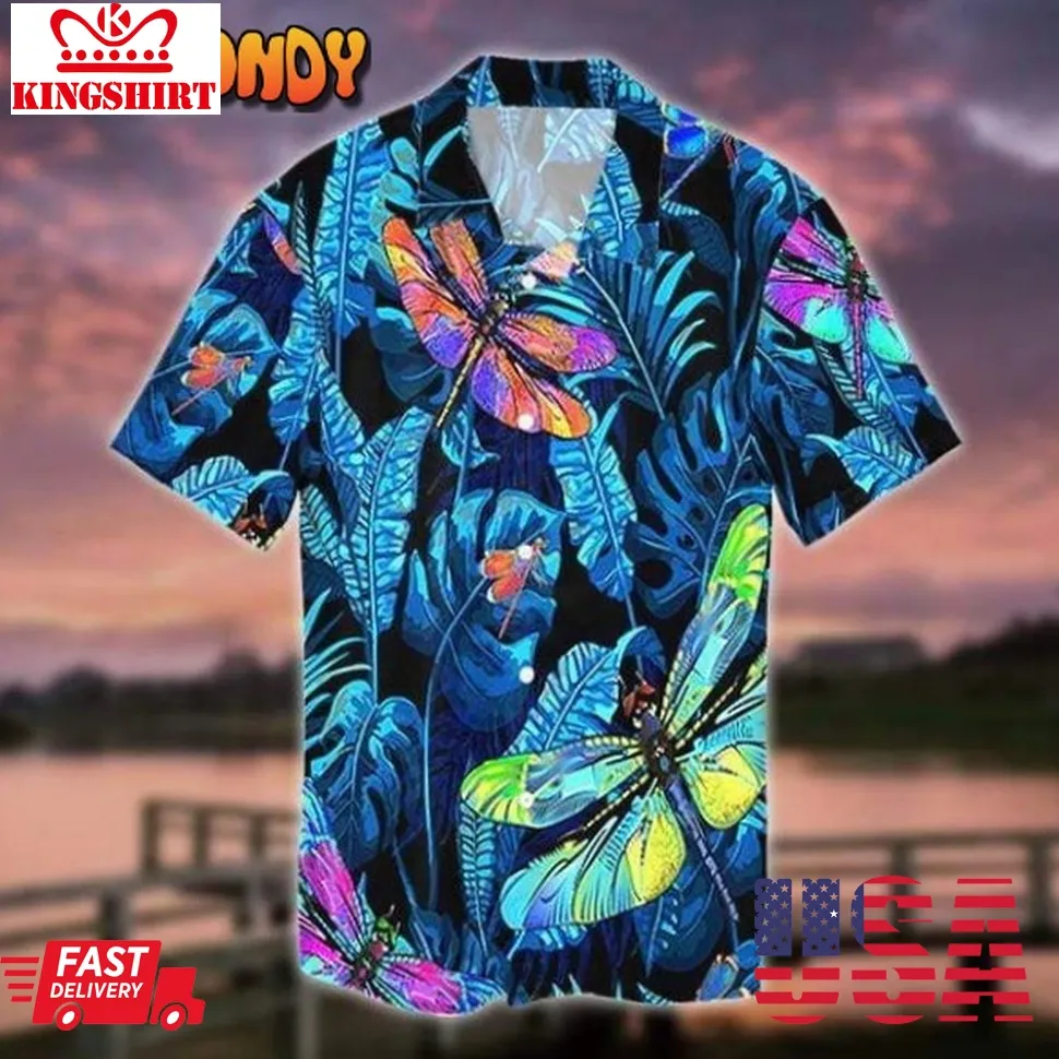 Amazing Dragonfly Blue Cool Design Aloha Hawaiian Shirt Unisex