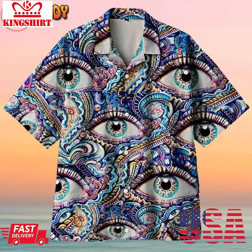 Amazing Eye Psychedelic Reflection One Hawaiian Shirt Size up S to 5XL