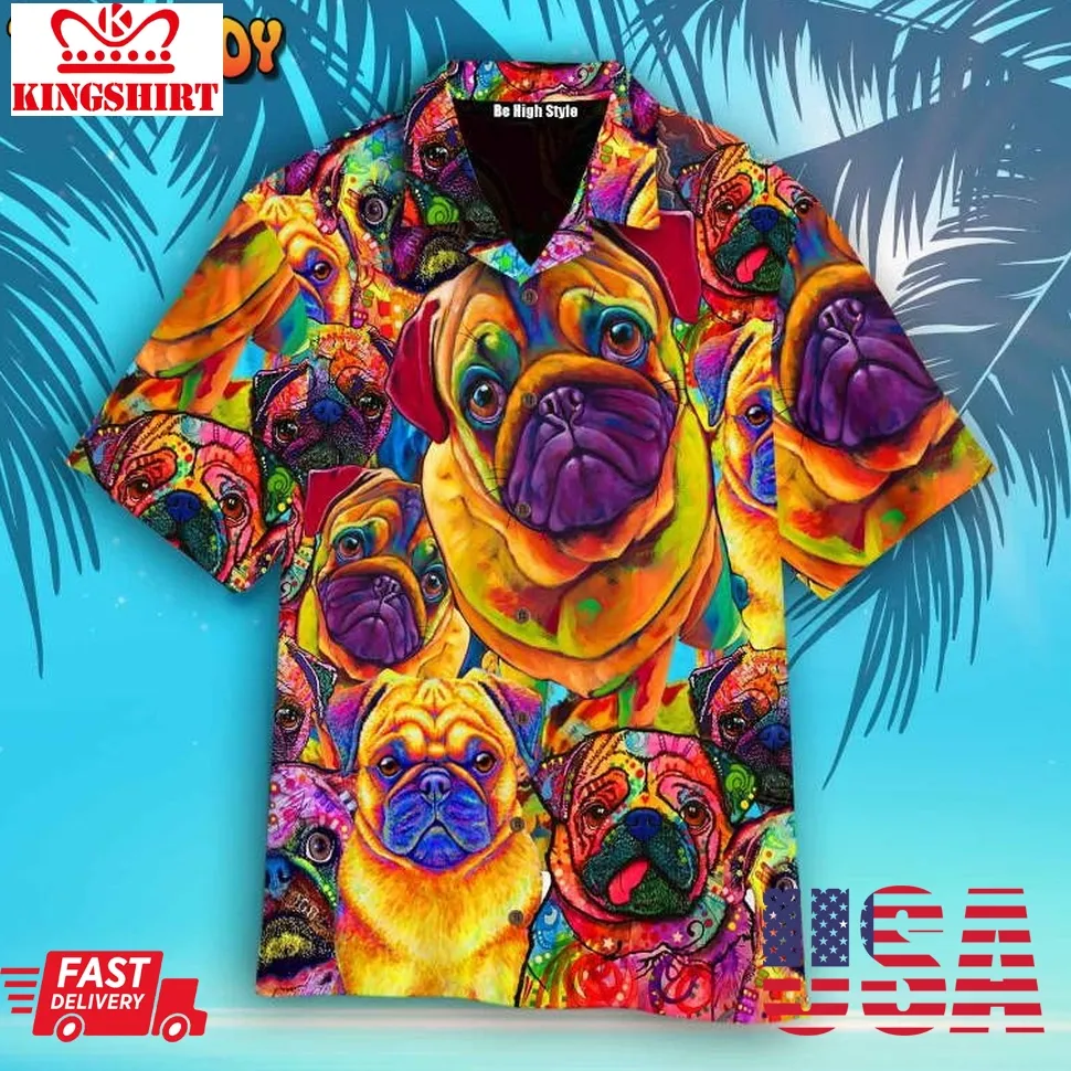 Amazing Galaxy Pug Dog Aloha Hawaiian Shirt Size up S to 5XL