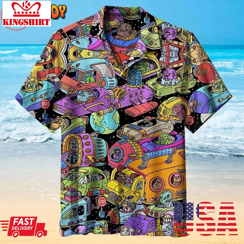 Amazing Outer Space Traffic Hawaiian Shirt Size up S to 5XL