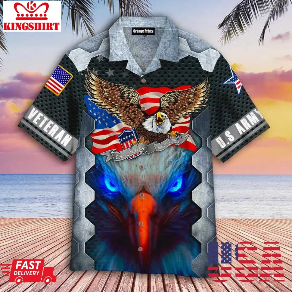 Amazing Patriot Eagle Us Army Veteran Hawaiian Shirt Size up S to 5XL
