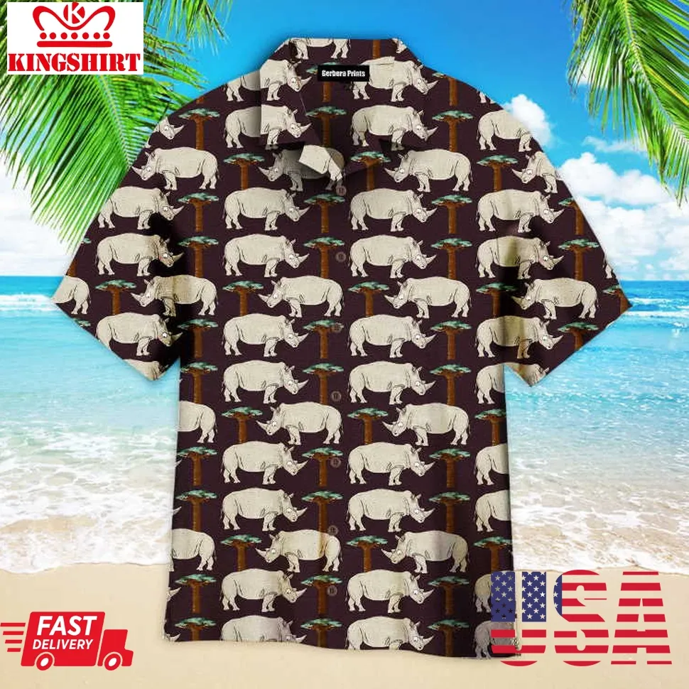 Amazing Rhino Aloha Hawaiian Shirt Size up S to 5XL