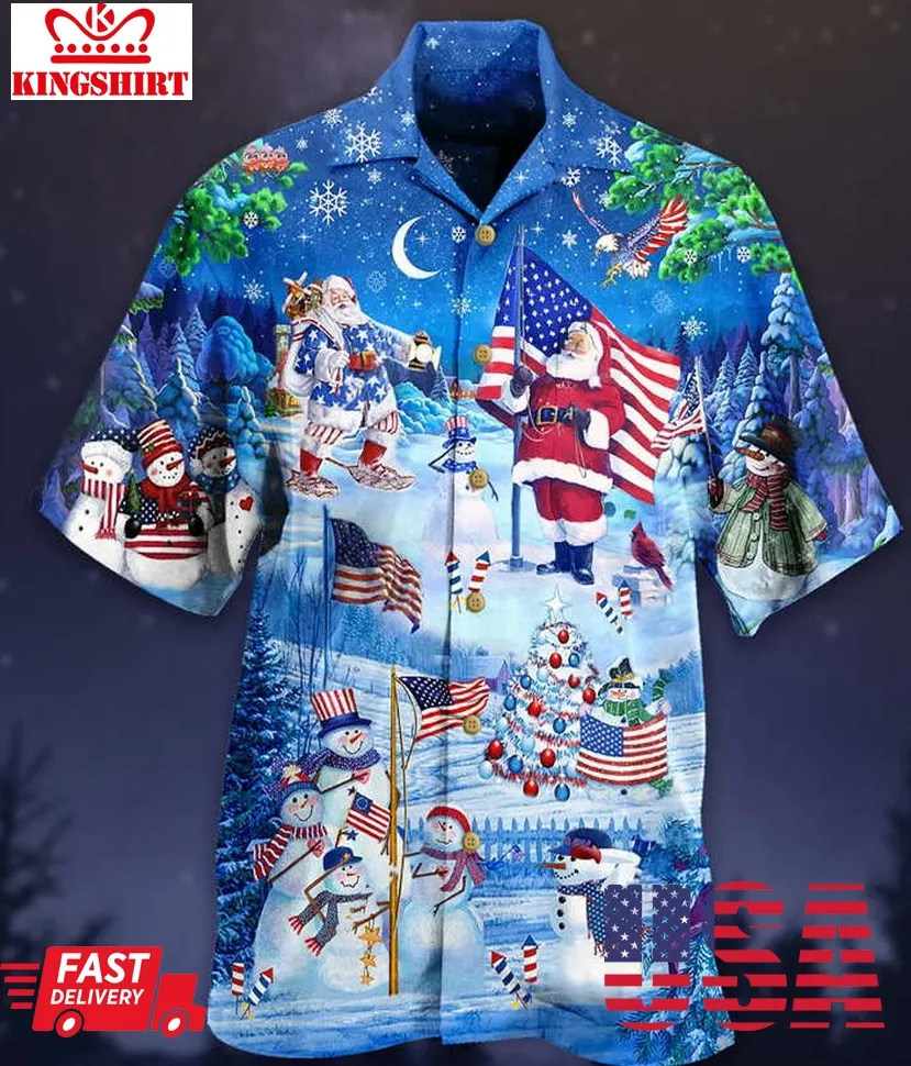 America Merry Christmas Hawaiian Shirt Unisex