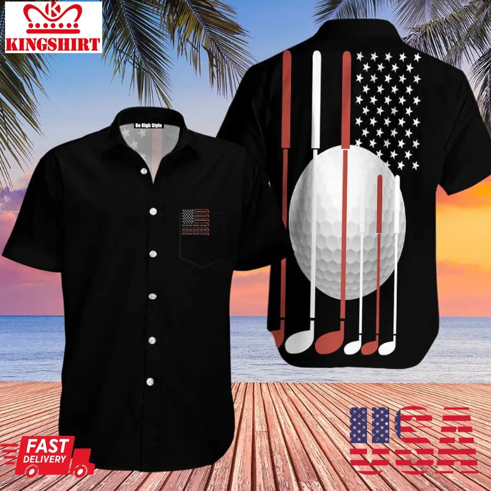American Flag Golf Player Hawaiian Shirt Plus Size