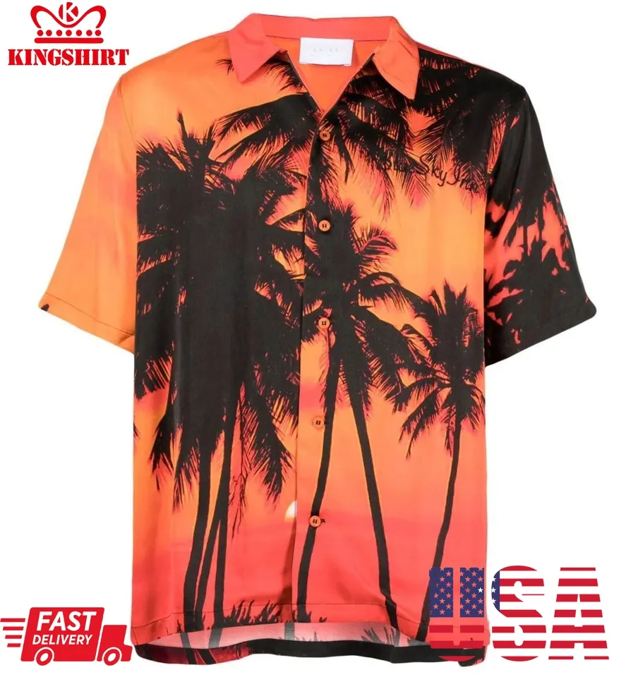 American Idol Luke Bryan Aloha Orange Sunset Hawaiian Shirt Plus Size
