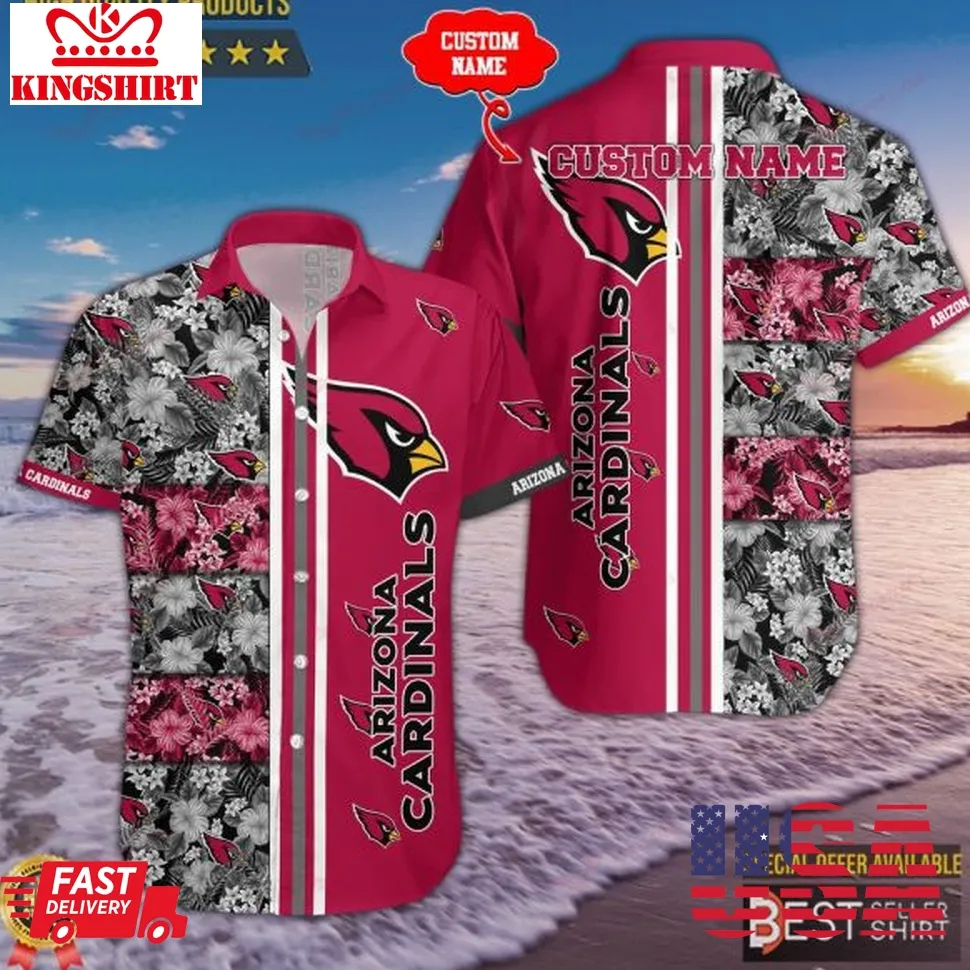 Arizona Cardinals Nfl Hibiscus Floral Hawaiian Shirt Men Youth Personalized Dad Gifts Unisex