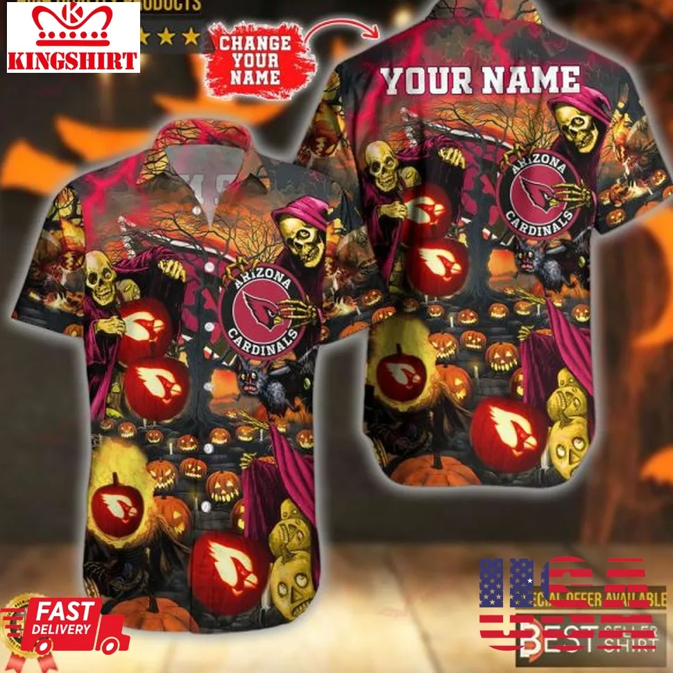 Arizona Cardinals Nfl The Death Halloween Hawaiian Shirt Men Youth Personalized Gifts Size up S to 5XL
