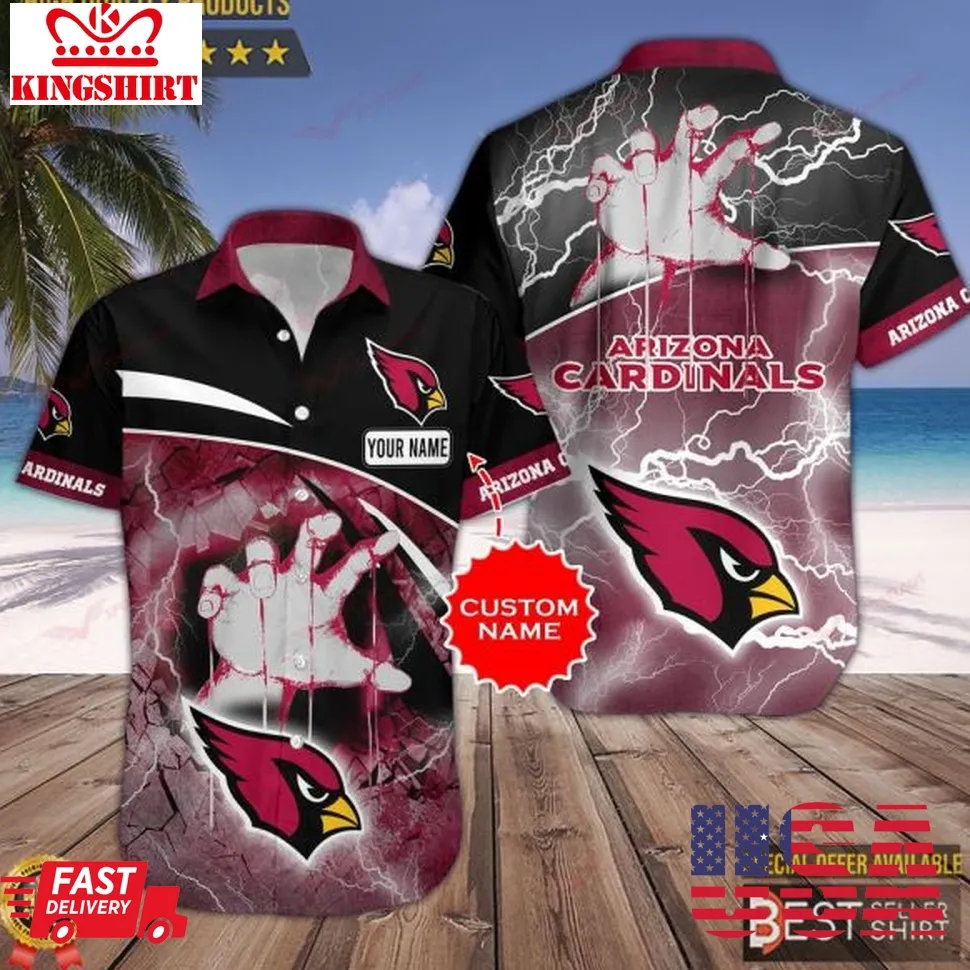 Arizona Cardinals Nfl Zoombie Hand Thunder Hawaiian Shirt Men Youth Women Dad Gifts Plus Size