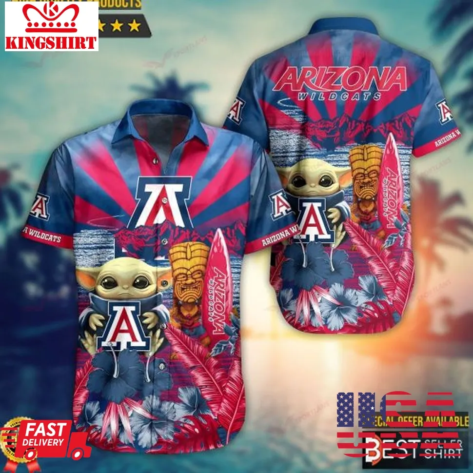 Arizona Wildcats Ncaa Baby Yoda Hawaiian Shirt Outfit Men Gifts Dad Unisex