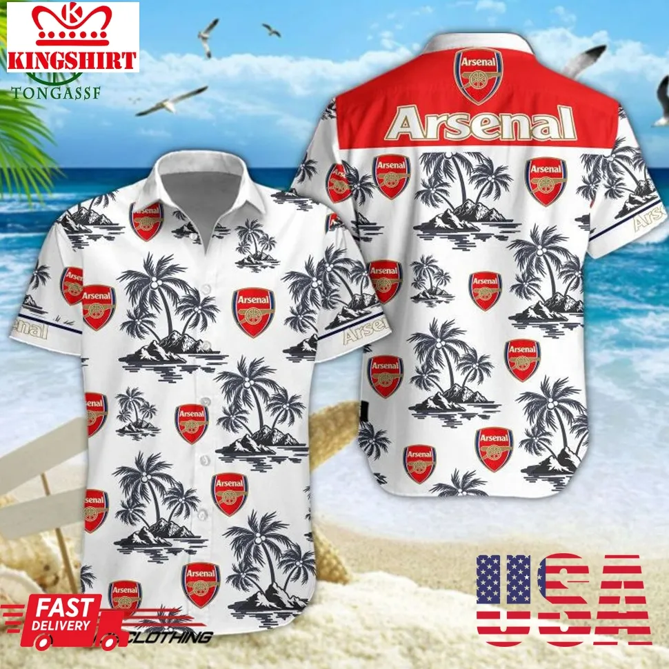 Arsenal Fc Premier League White Hawaiian Shirt Unisex