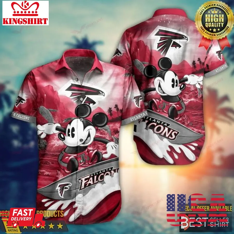 Atlanta Falcons Mickey Nfl Hawaiian Shirts Men Youth Dad Gifts Size up S to 5XL