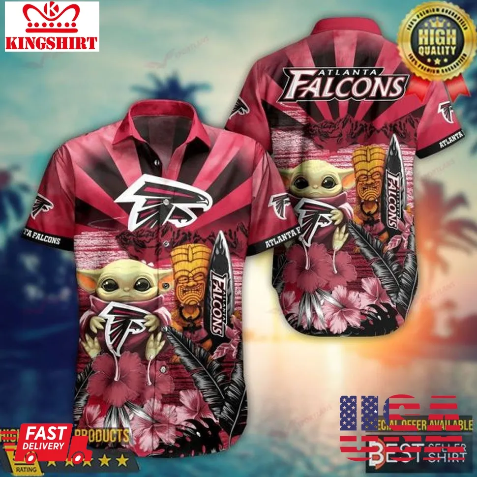 Atlanta Falcons Nfl Baby Yoda Hawaiian Shirts Men Youth Dad Gifts Plus Size