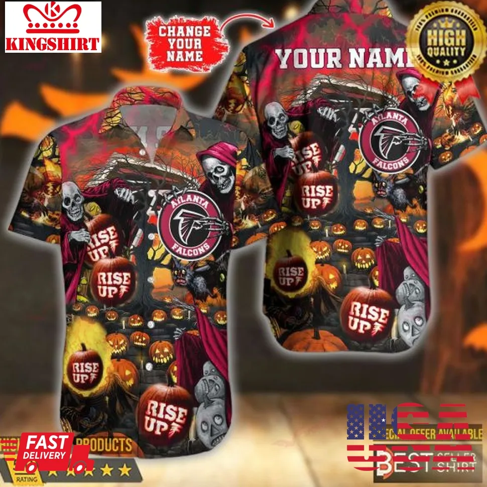 Atlanta Falcons Nfl Hawaiian Shirts Men Youth Dad Gifts Rise Up Halloween Outfits Size up S to 5XL