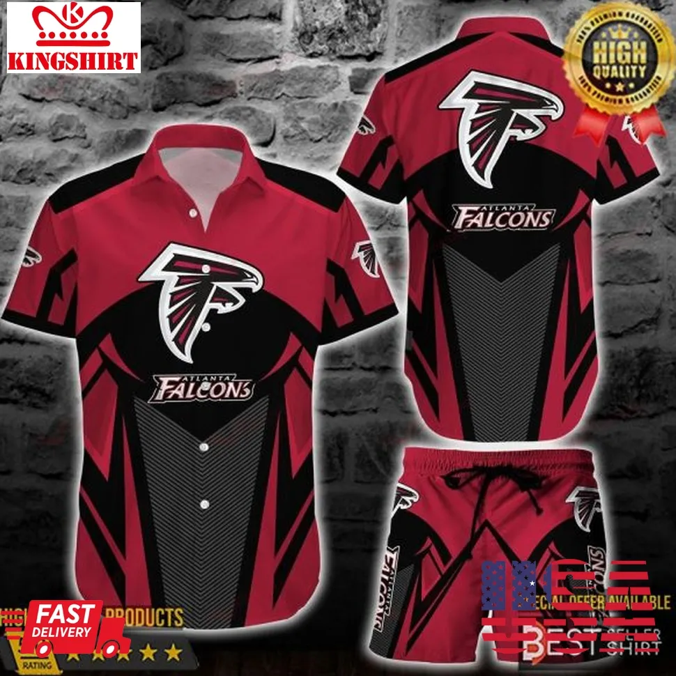 Atlanta Falcons Nfl Logo Hawaiian Shirt And Short Men Youth Dad Gifts Size up S to 5XL