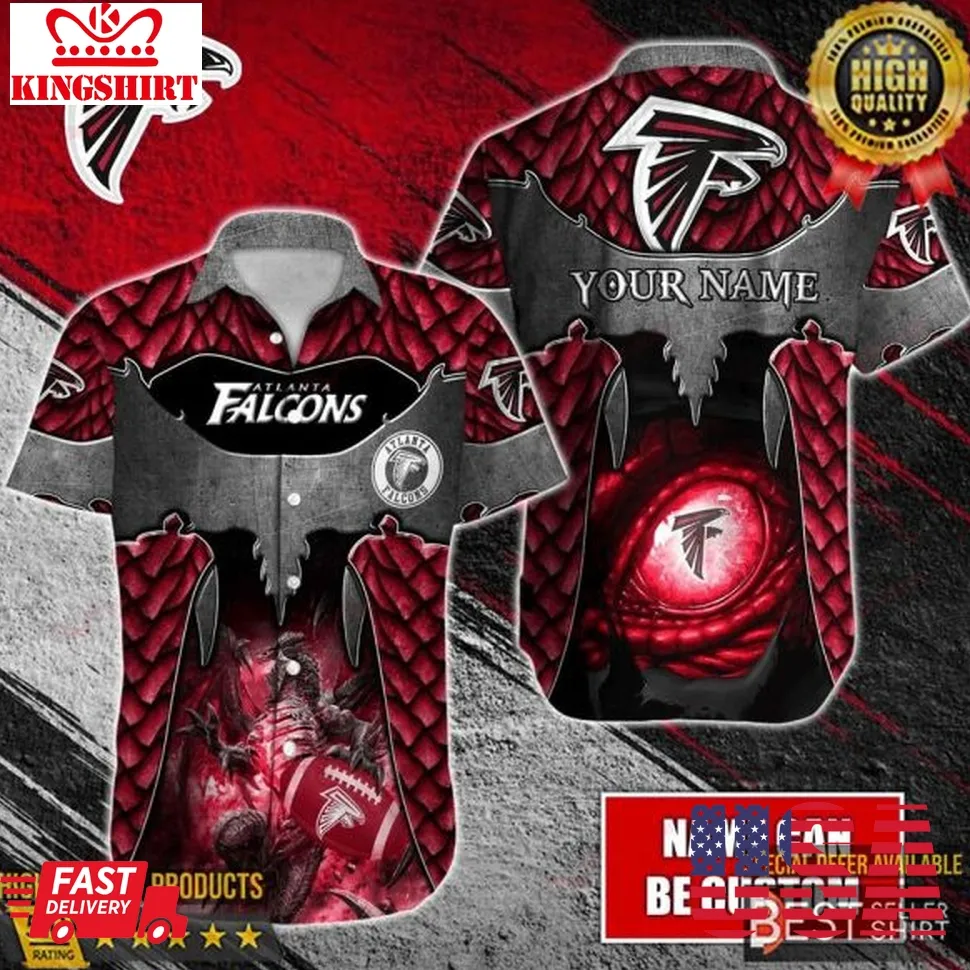 Atlanta Falcons Nfl Personalized Hawaiian Shirts Men Youth Dad Gifts American Football Dragon Plus Size