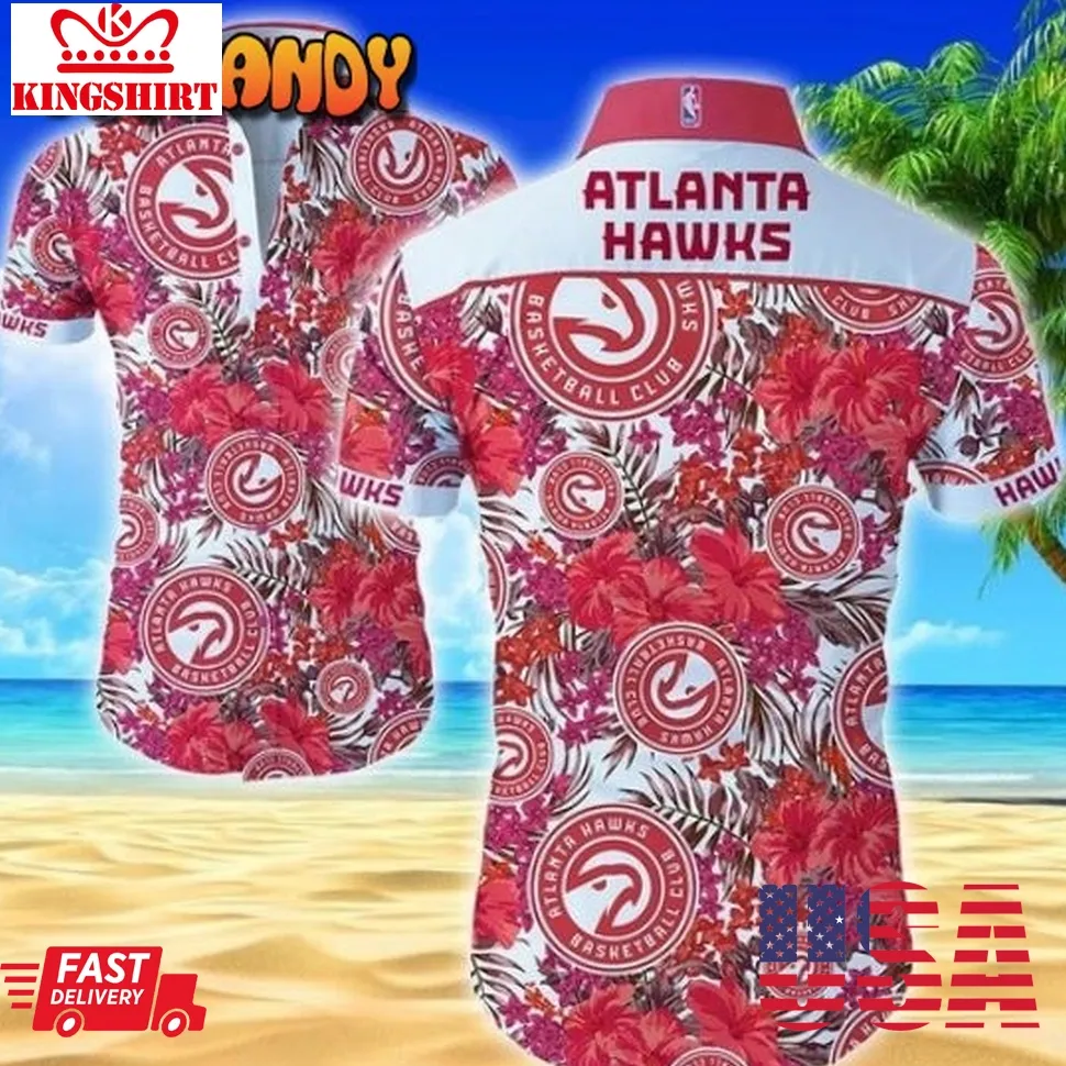 Atlanta Hawks Summer Men's Button Hawaiian Shirt Plus Size