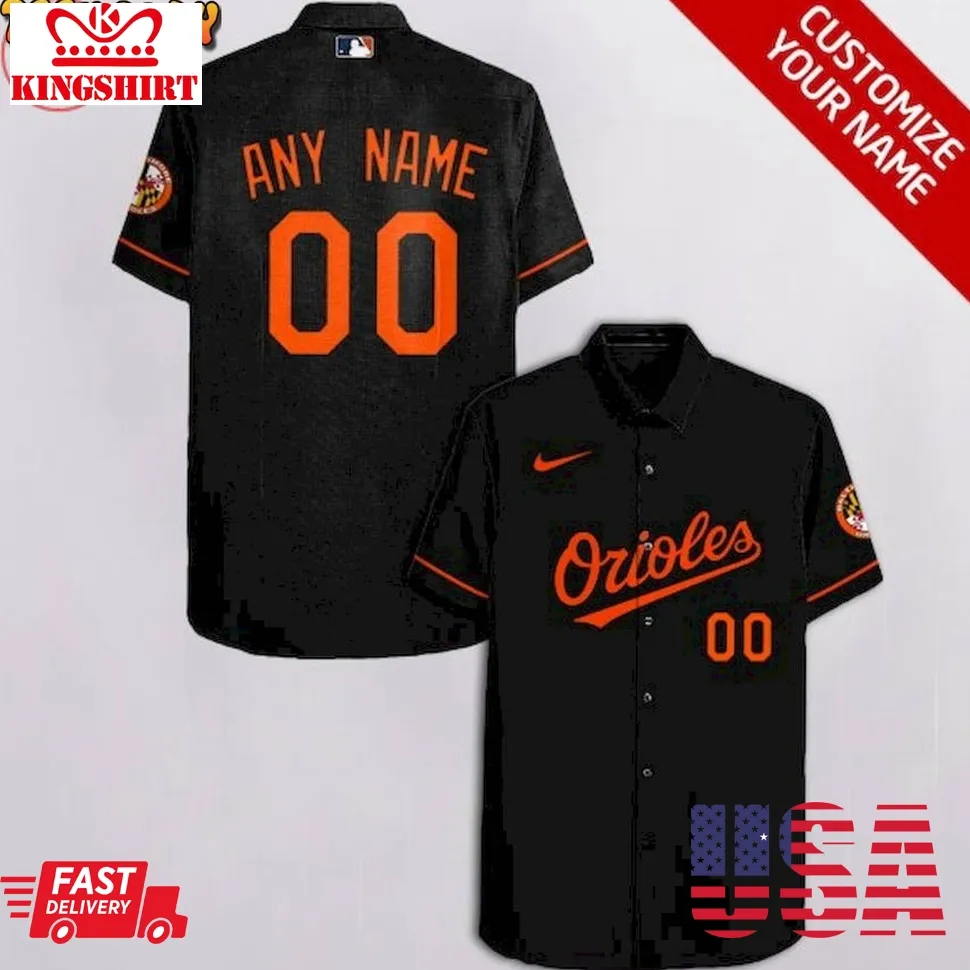 Baltimore Orioles Customized Black Hawaiian Shirt Unisex