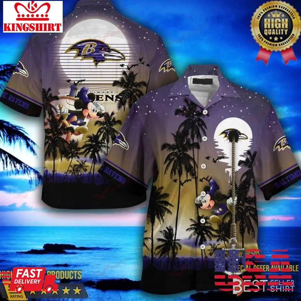 Baltimore Ravens Nfl Coconut Trees Hawaiian Shirt Dad Gifts American Football Plus Size