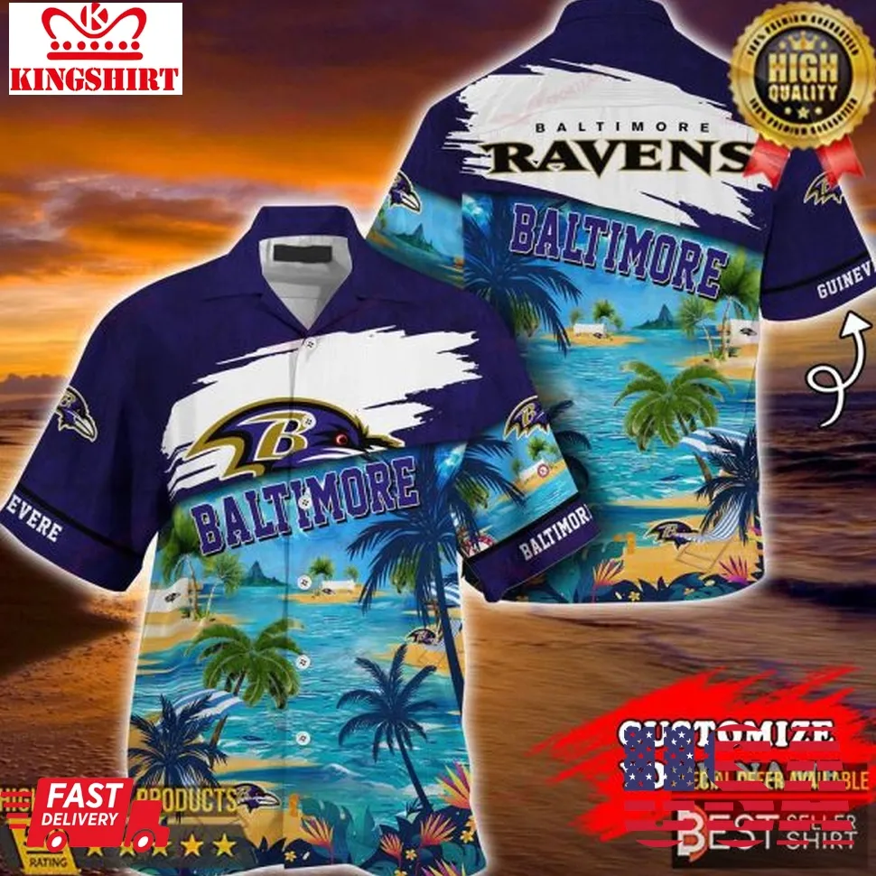 Baltimore Ravens Nfl Coconut Trees Hawaiian Shirt Dad Gifts Personalized Gifts Unisex
