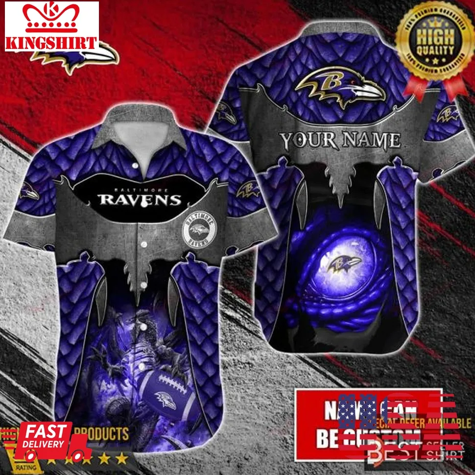 Baltimore Ravens Nfl Dragon Football Hawaiian Shirt Dad Gifts Personalized Gifts Plus Size